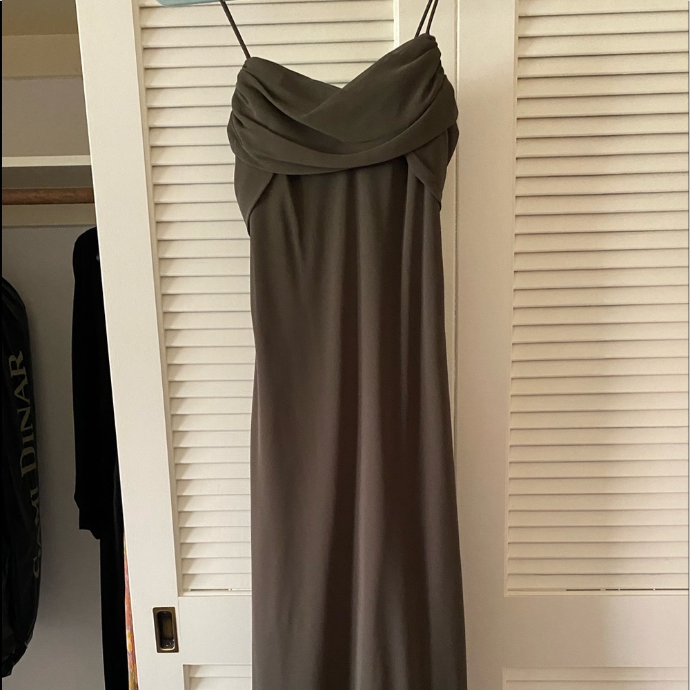 Floor length evening dress.